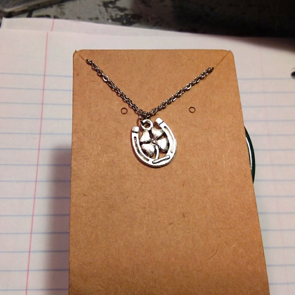 Four Leaf Clover Horseshoe Necklace